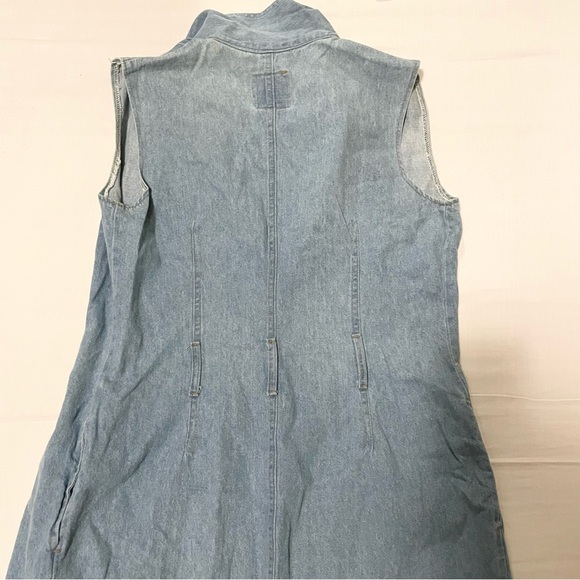 Vintage Gasp By Galucci Sleeveless Long Open Front Denim Vest Size 6 - Picture 12 of 16